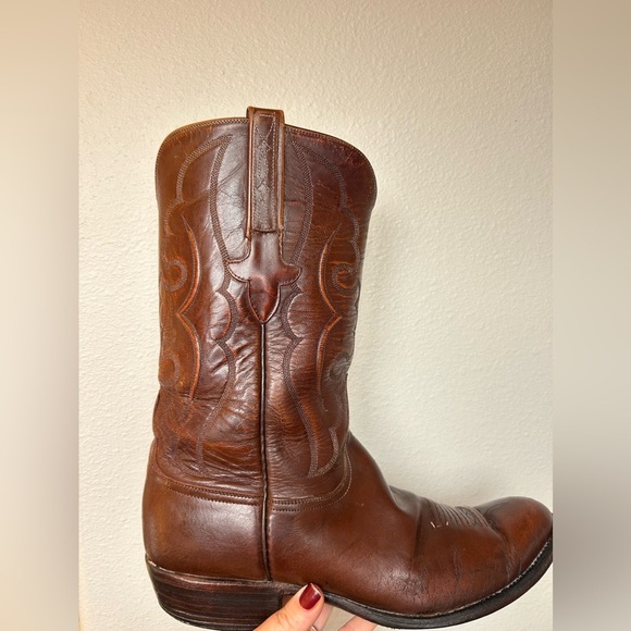 Lucchese Classics Chocolate Oil Calf Leather Cowboy Western Boots Sz 11 D - Picture 4 of 14